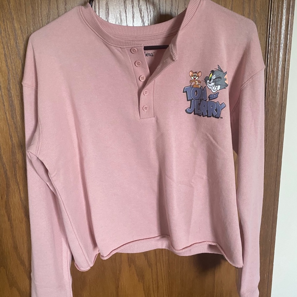 TOM & JERRY PINK CROPPED LONGSLEEVE